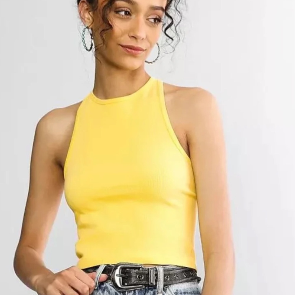 Free people intimacy yellow racer back tank